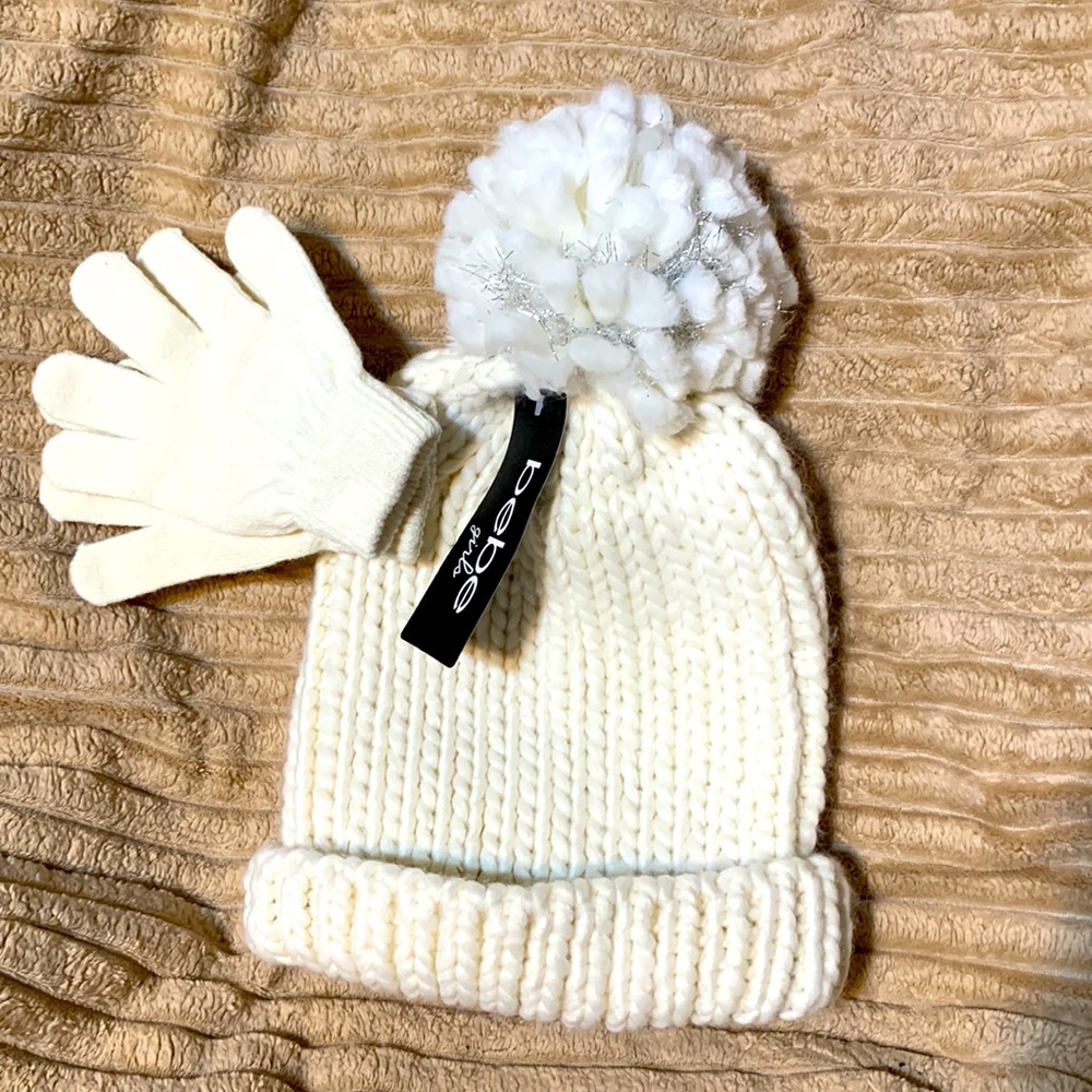 2/$20 bebe Girls Off White Hat Glove Set